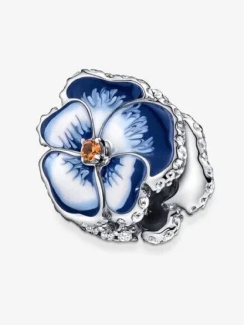 Pandora Blue Pansy Flower Charm